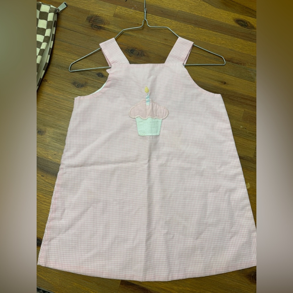 Pink Gingham Cupcake Pinafore Dress for Kids